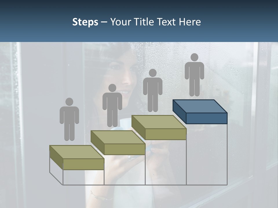 A Woman Holding A Cup Looking Out A Window PowerPoint Template