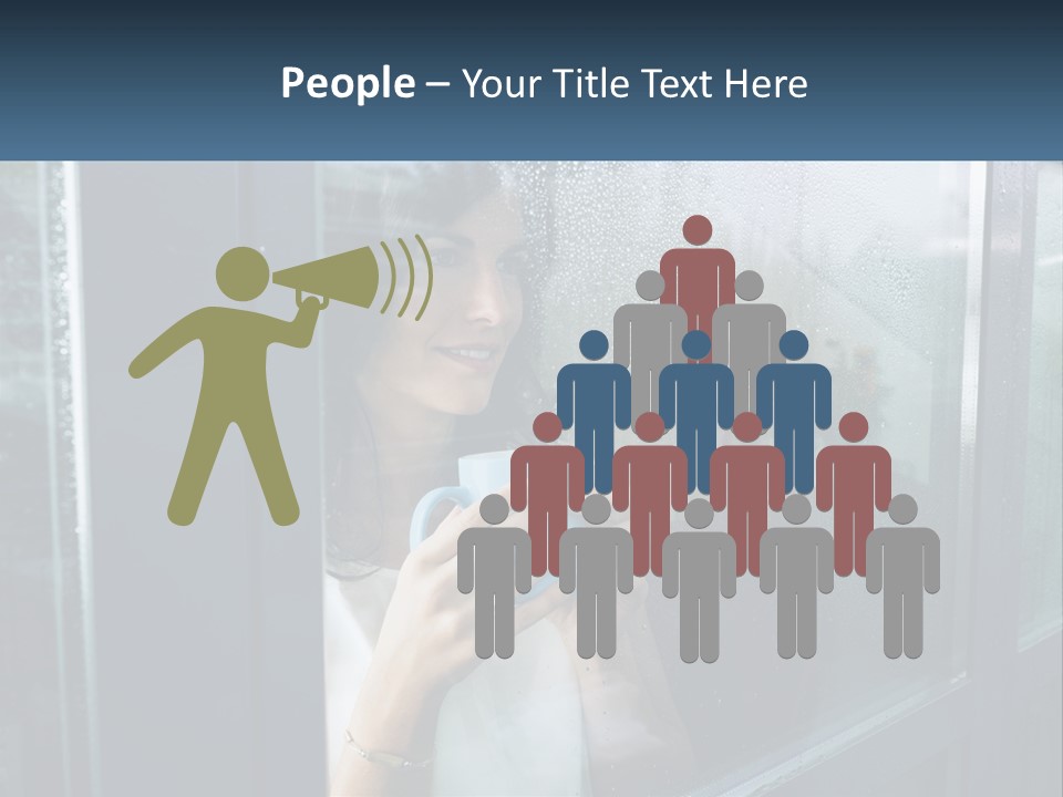 A Woman Holding A Cup Looking Out A Window PowerPoint Template