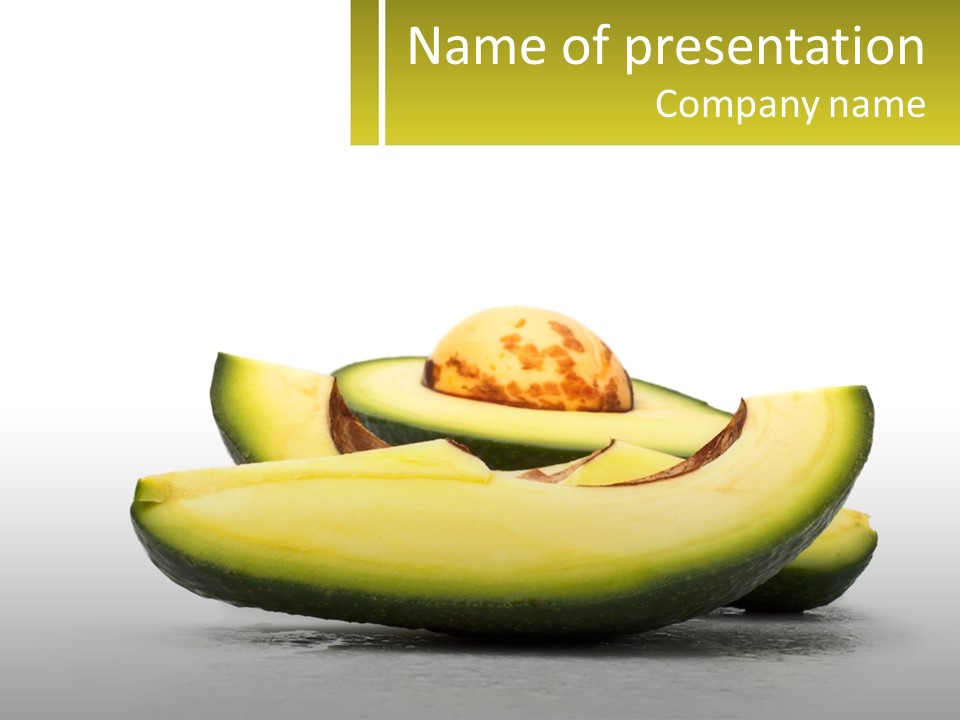 A Group Of Sliced Avocados On A White Background PowerPoint Template