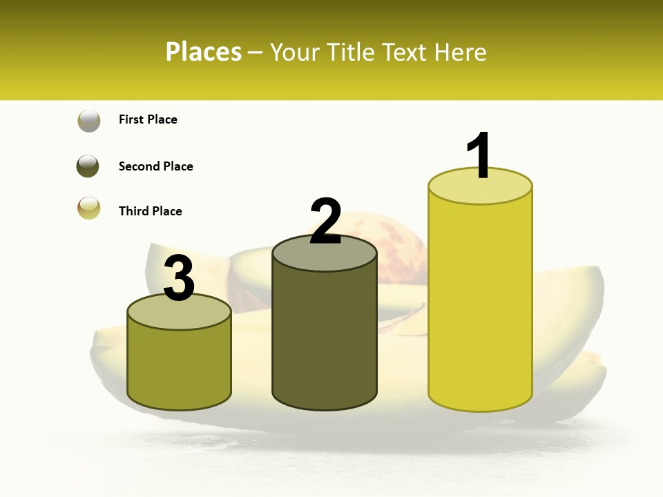 A Group Of Sliced Avocados On A White Background PowerPoint Template