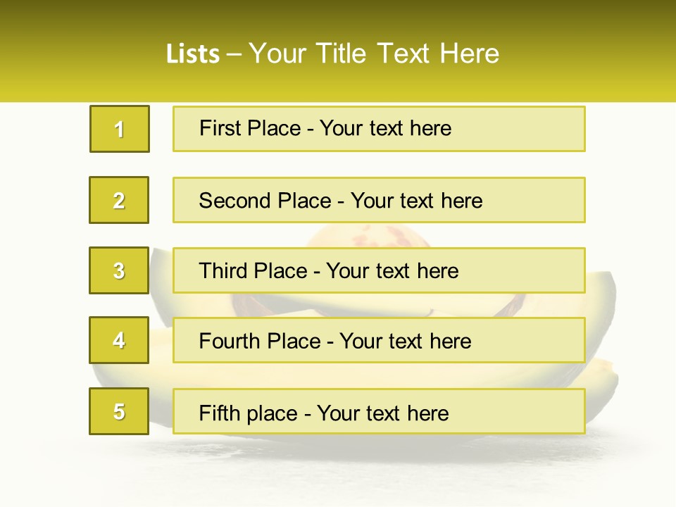 A Group Of Sliced Avocados On A White Background PowerPoint Template