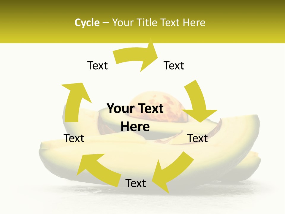 A Group Of Sliced Avocados On A White Background PowerPoint Template