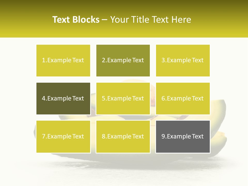 A Group Of Sliced Avocados On A White Background PowerPoint Template