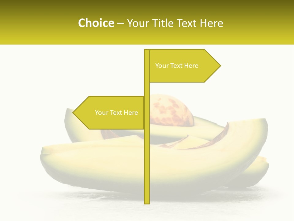 A Group Of Sliced Avocados On A White Background PowerPoint Template
