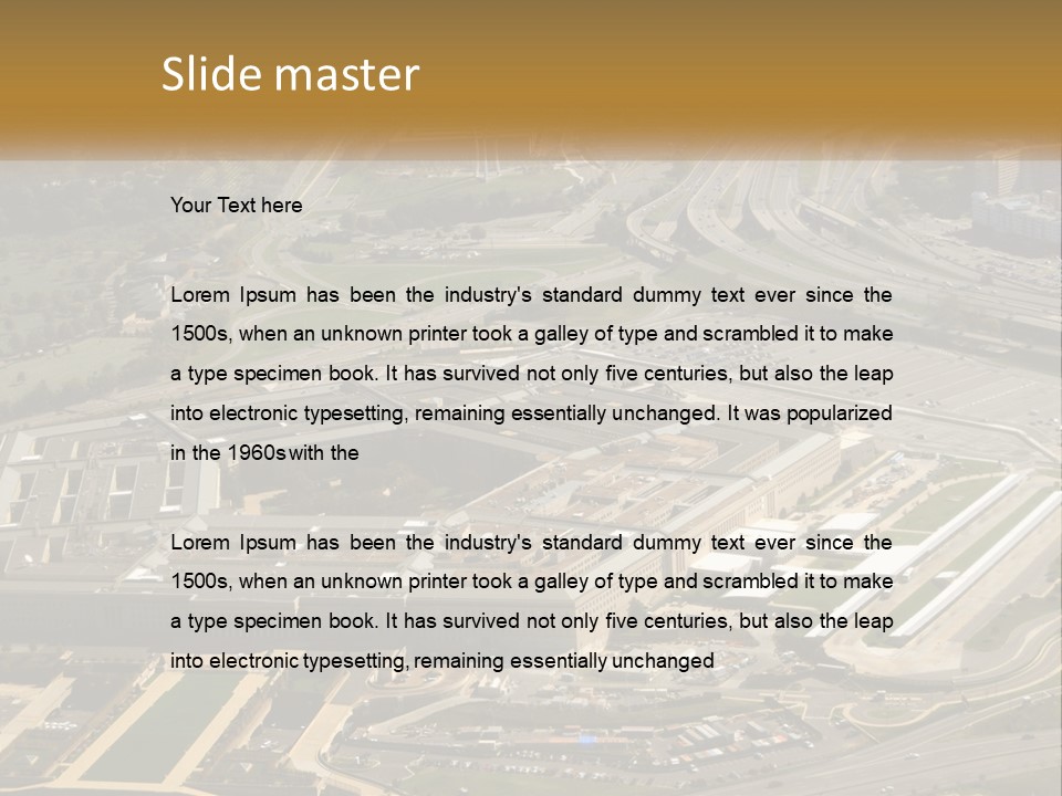 An Aerial View Of A Large Building In A City PowerPoint Template