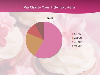 Three Cupcakes With White Frosting And A Pink Flower On Top PowerPoint Template