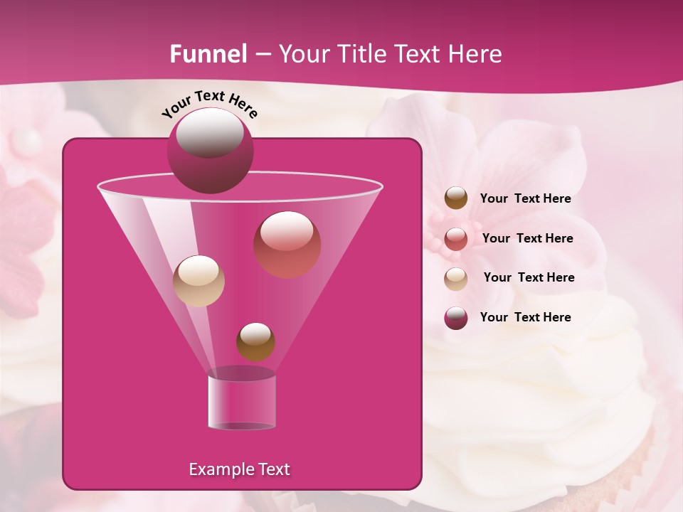 Three Cupcakes With White Frosting And A Pink Flower On Top PowerPoint Template