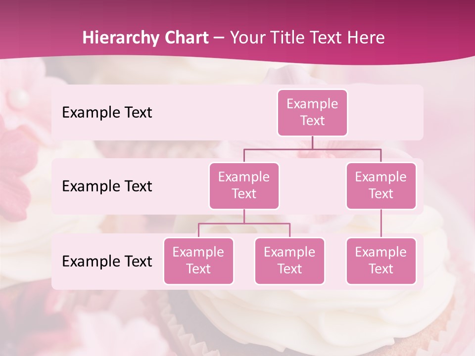 Three Cupcakes With White Frosting And A Pink Flower On Top PowerPoint Template