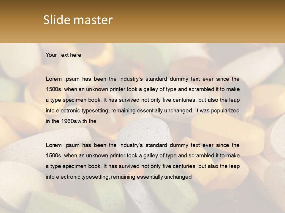 A Pile Of Pills With A Name Of Presentation PowerPoint Template