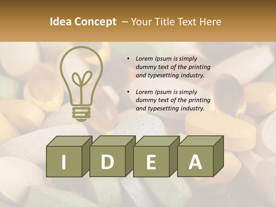 A Pile Of Pills With A Name Of Presentation PowerPoint Template