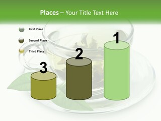 A Cup Of Green Tea With Leaves On A Saucer PowerPoint Template