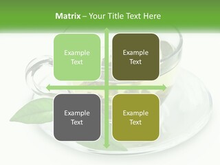 A Cup Of Green Tea With Leaves On A Saucer PowerPoint Template