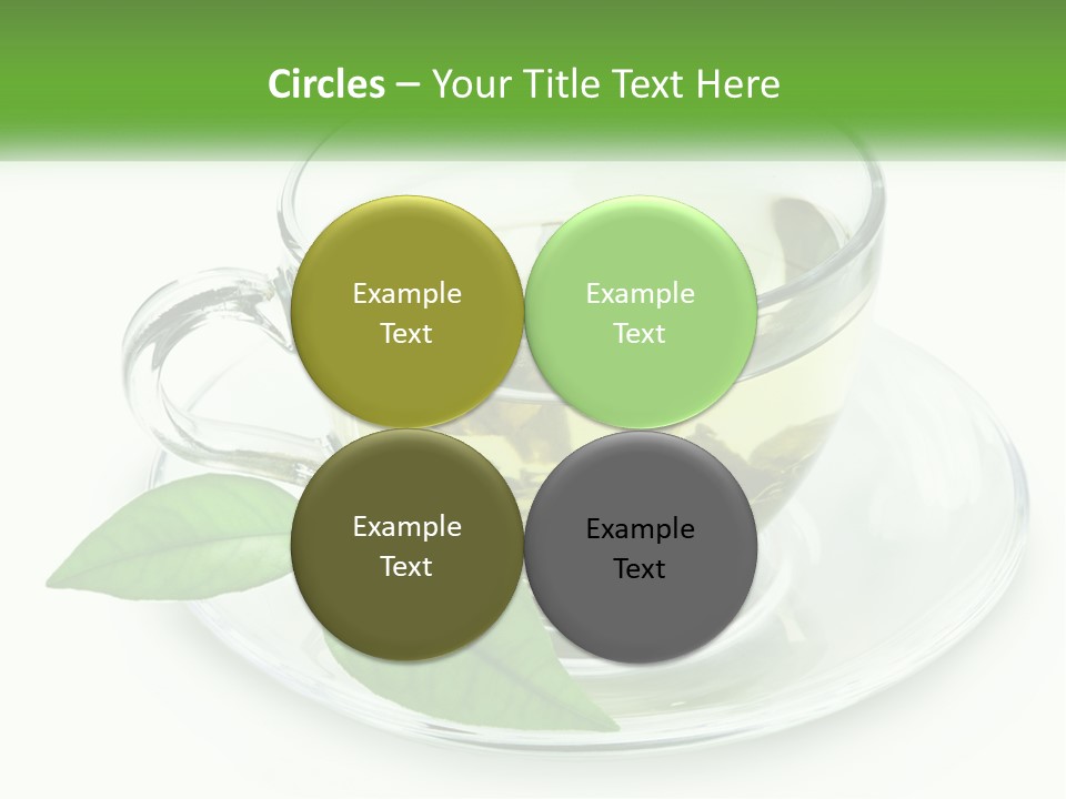 A Cup Of Green Tea With Leaves On A Saucer PowerPoint Template