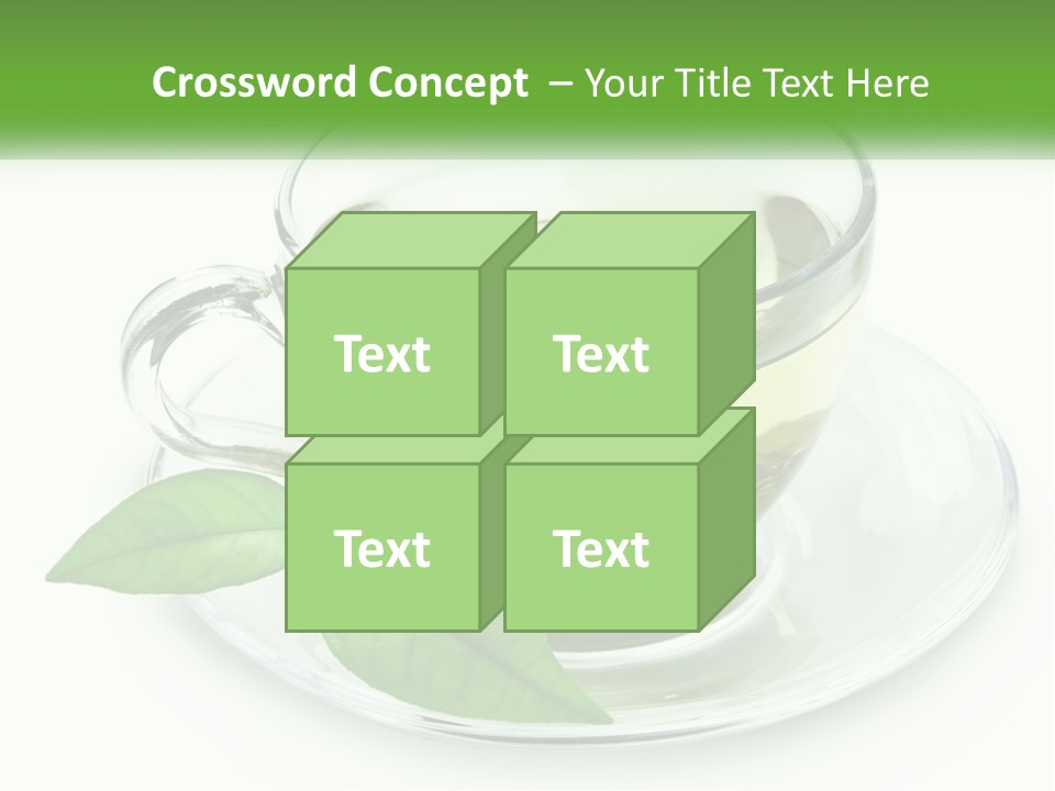 A Cup Of Green Tea With Leaves On A Saucer PowerPoint Template