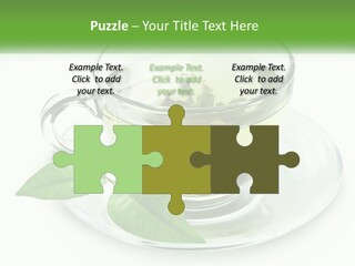 A Cup Of Green Tea With Leaves On A Saucer PowerPoint Template