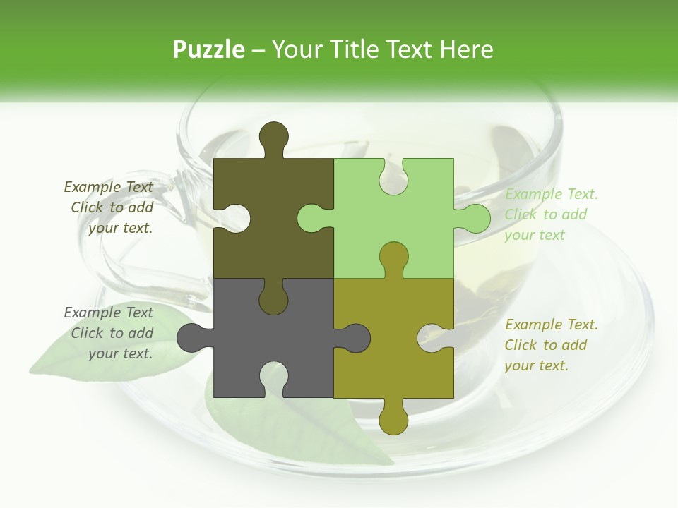 A Cup Of Green Tea With Leaves On A Saucer PowerPoint Template