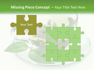 A Cup Of Green Tea With Leaves On A Saucer PowerPoint Template