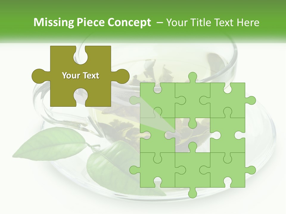 A Cup Of Green Tea With Leaves On A Saucer PowerPoint Template