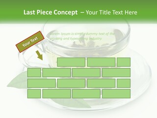 A Cup Of Green Tea With Leaves On A Saucer PowerPoint Template