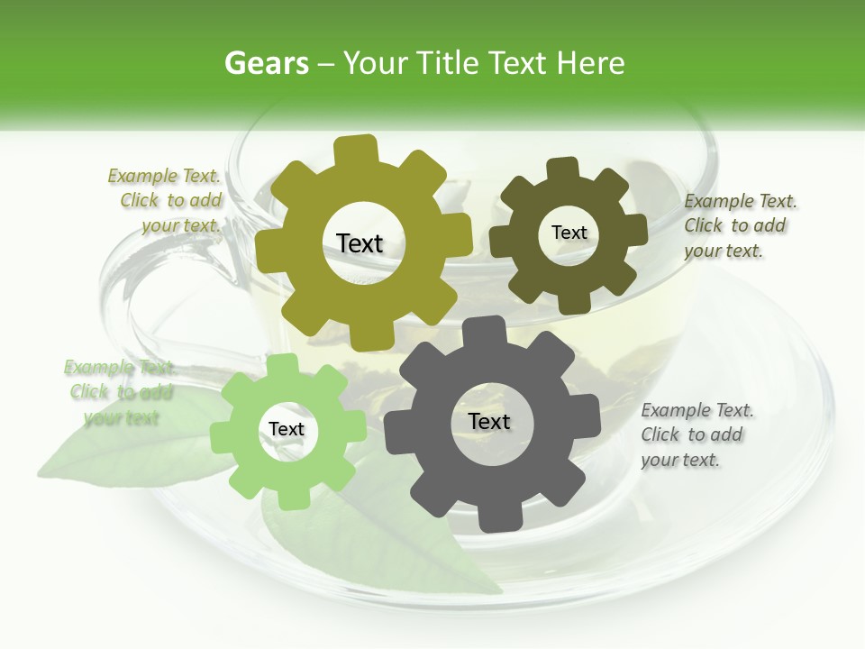 A Cup Of Green Tea With Leaves On A Saucer PowerPoint Template