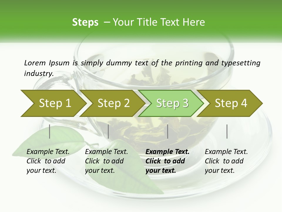 A Cup Of Green Tea With Leaves On A Saucer PowerPoint Template