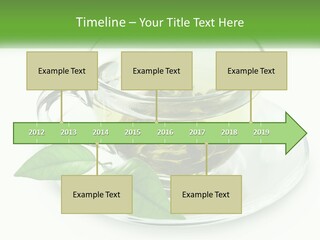 A Cup Of Green Tea With Leaves On A Saucer PowerPoint Template