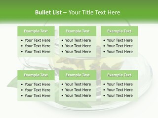 A Cup Of Green Tea With Leaves On A Saucer PowerPoint Template
