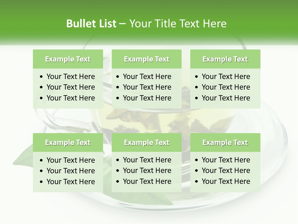 A Cup Of Green Tea With Leaves On A Saucer PowerPoint Template