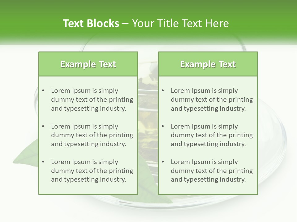 A Cup Of Green Tea With Leaves On A Saucer PowerPoint Template