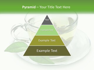 A Cup Of Green Tea With Leaves On A Saucer PowerPoint Template
