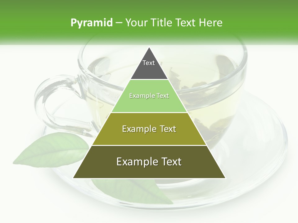 A Cup Of Green Tea With Leaves On A Saucer PowerPoint Template