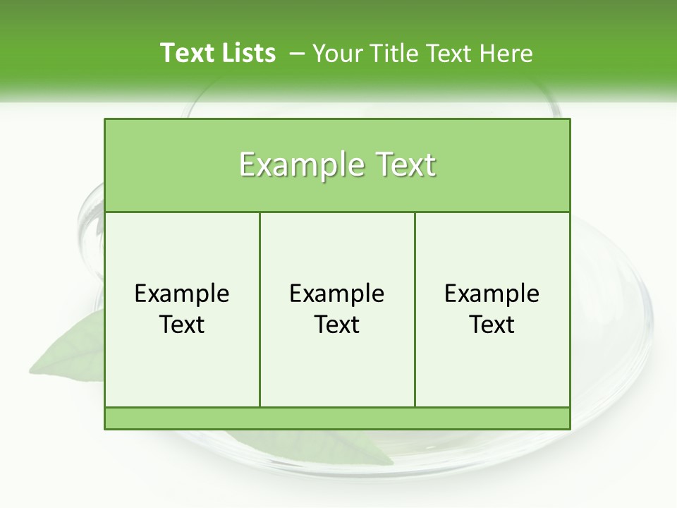 A Cup Of Green Tea With Leaves On A Saucer PowerPoint Template