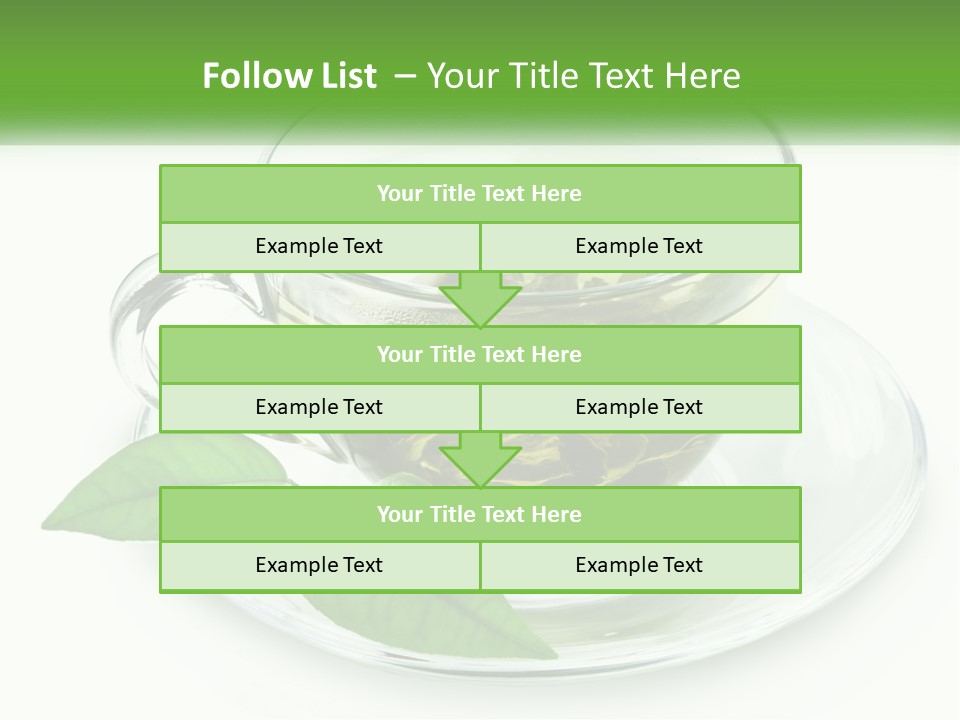 A Cup Of Green Tea With Leaves On A Saucer PowerPoint Template