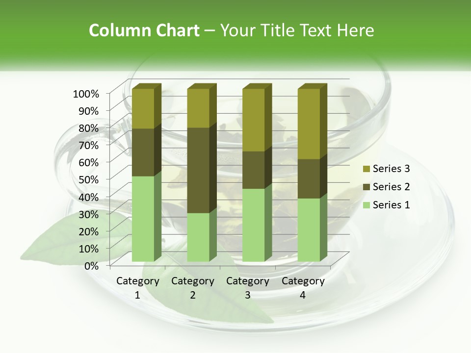A Cup Of Green Tea With Leaves On A Saucer PowerPoint Template