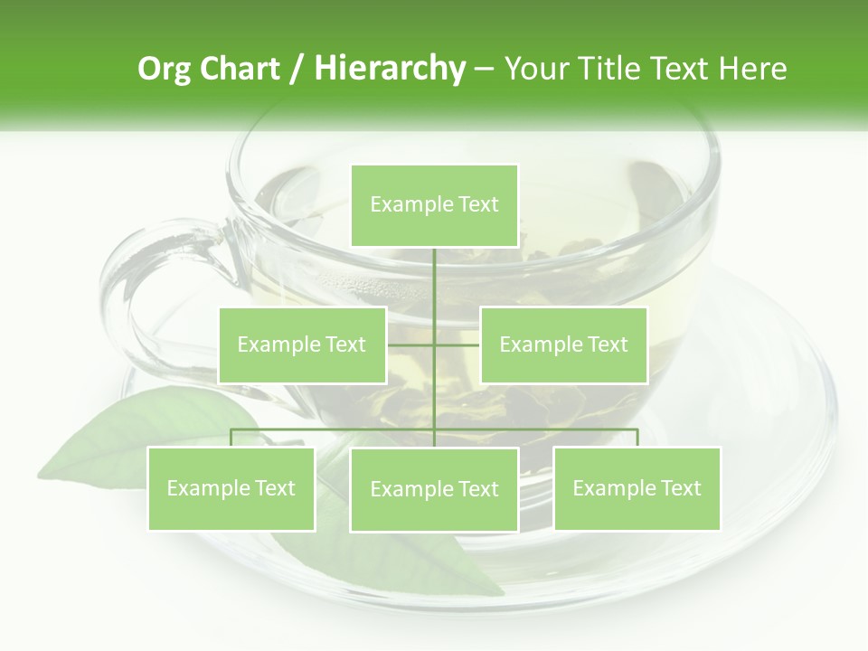 A Cup Of Green Tea With Leaves On A Saucer PowerPoint Template