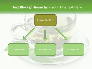 A Cup Of Green Tea With Leaves On A Saucer PowerPoint Template