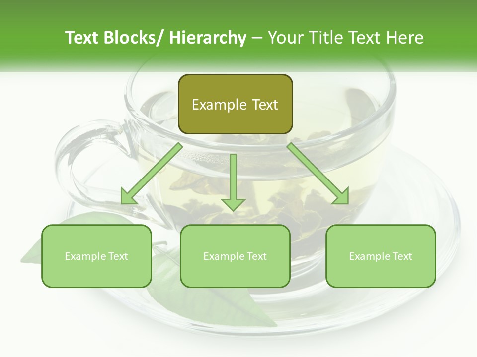 A Cup Of Green Tea With Leaves On A Saucer PowerPoint Template