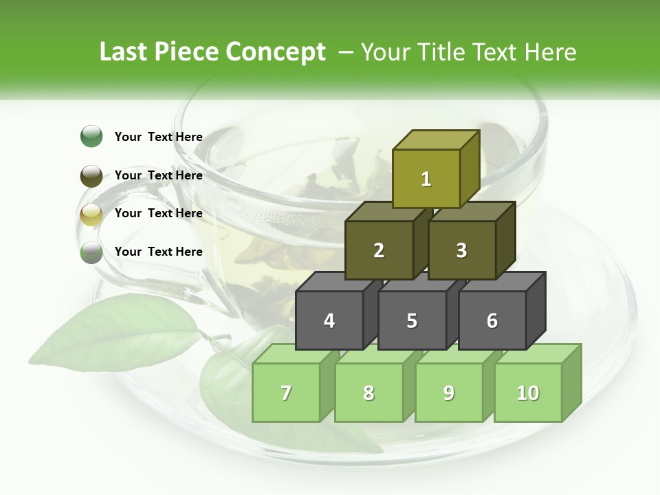 A Cup Of Green Tea With Leaves On A Saucer PowerPoint Template