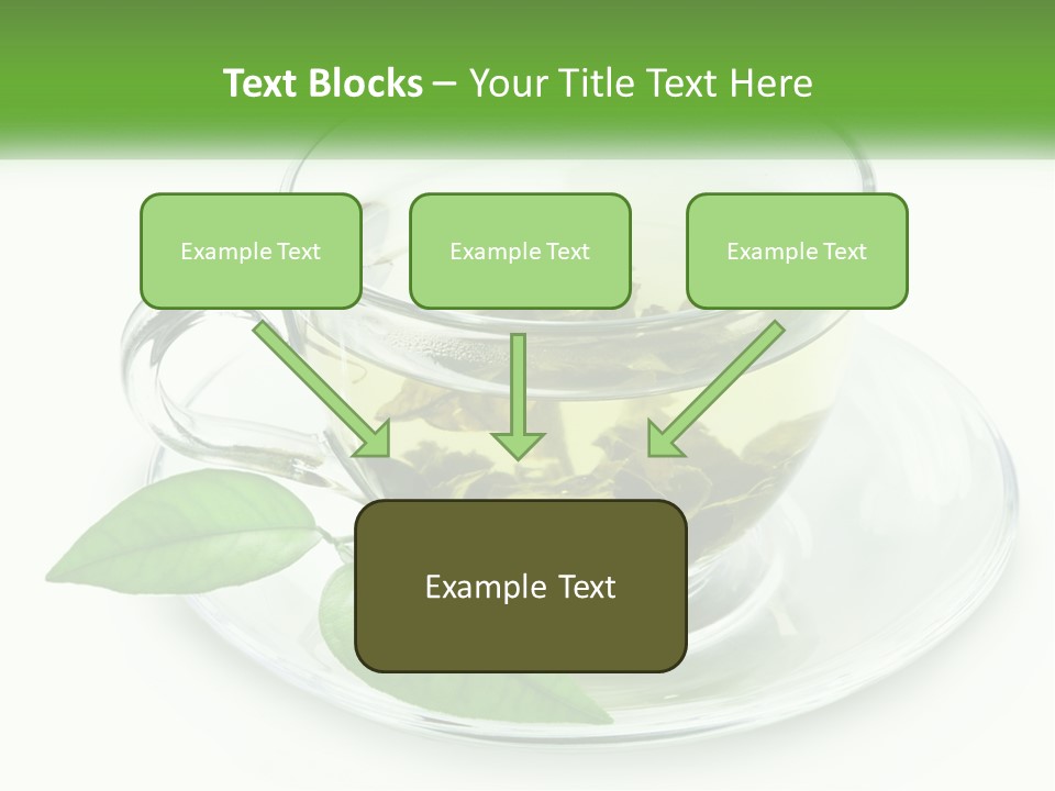 A Cup Of Green Tea With Leaves On A Saucer PowerPoint Template