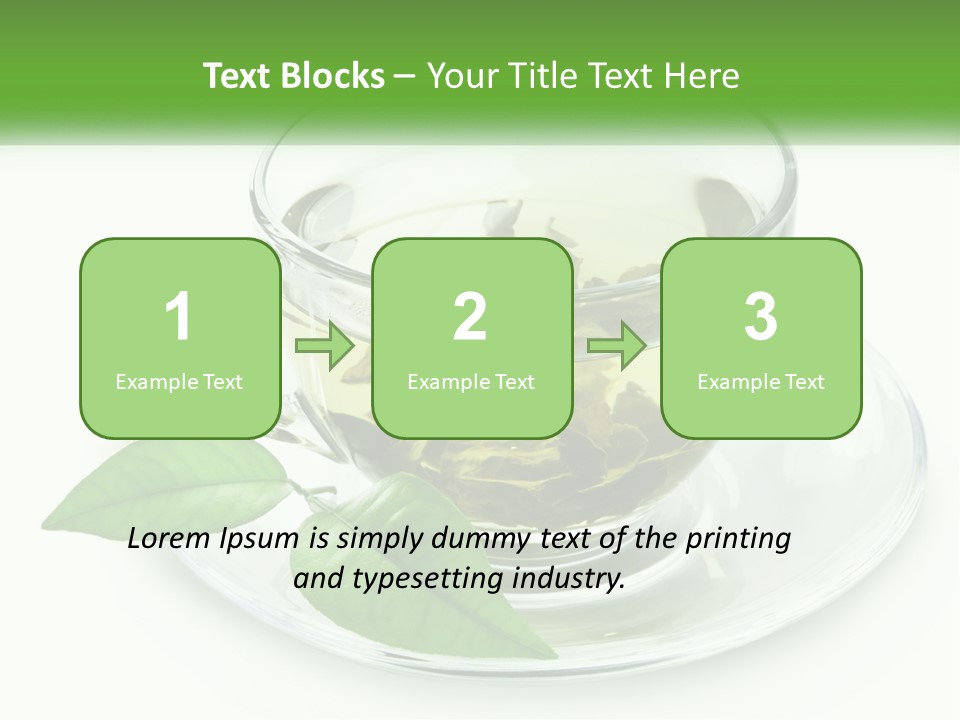 A Cup Of Green Tea With Leaves On A Saucer PowerPoint Template