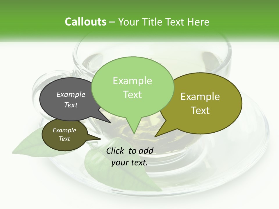 A Cup Of Green Tea With Leaves On A Saucer PowerPoint Template