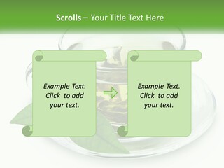 A Cup Of Green Tea With Leaves On A Saucer PowerPoint Template