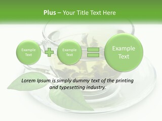 A Cup Of Green Tea With Leaves On A Saucer PowerPoint Template