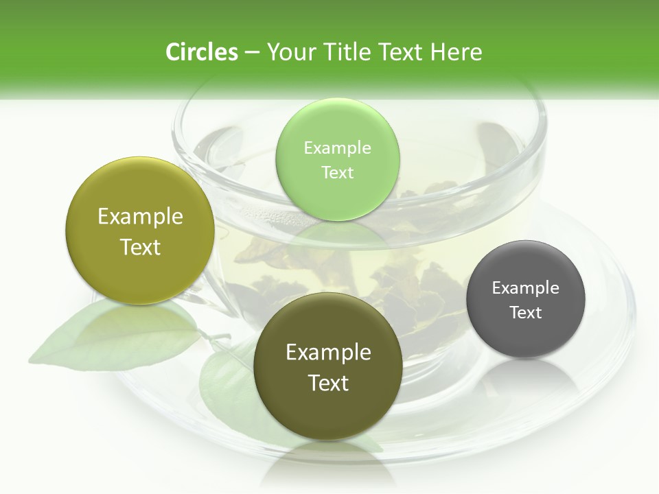 A Cup Of Green Tea With Leaves On A Saucer PowerPoint Template