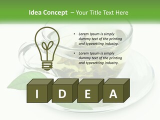 A Cup Of Green Tea With Leaves On A Saucer PowerPoint Template