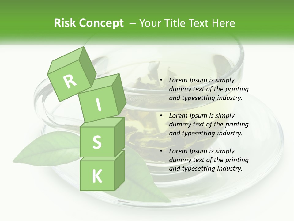 A Cup Of Green Tea With Leaves On A Saucer PowerPoint Template