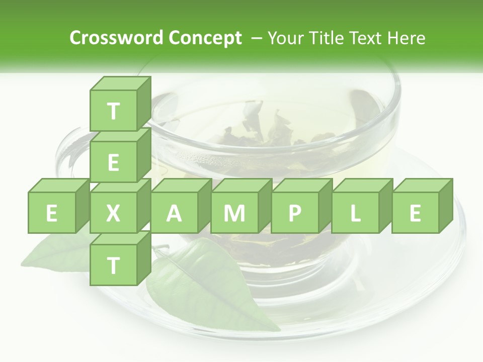 A Cup Of Green Tea With Leaves On A Saucer PowerPoint Template