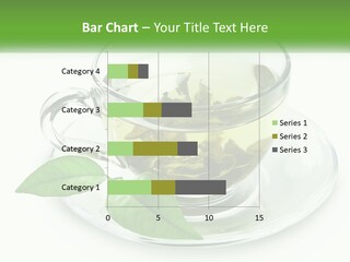 A Cup Of Green Tea With Leaves On A Saucer PowerPoint Template