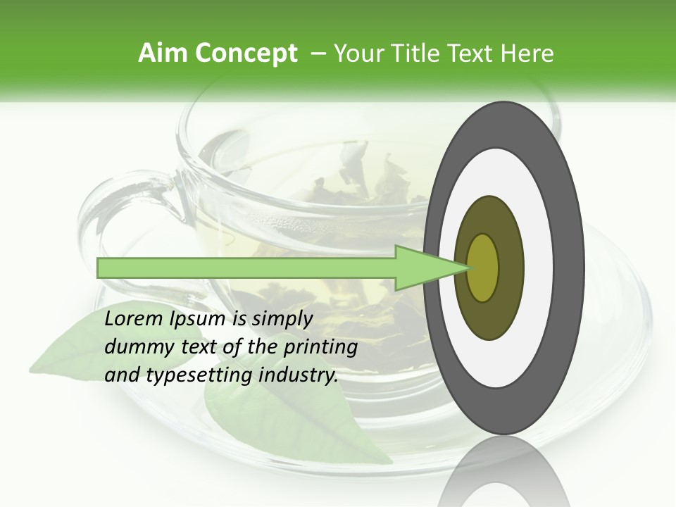 A Cup Of Green Tea With Leaves On A Saucer PowerPoint Template