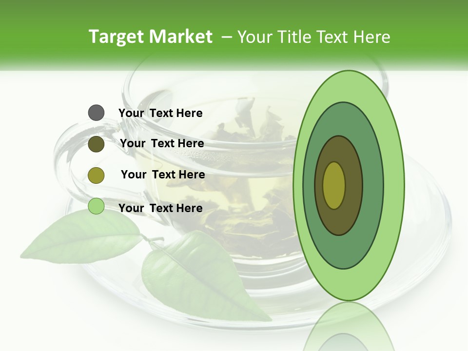 A Cup Of Green Tea With Leaves On A Saucer PowerPoint Template